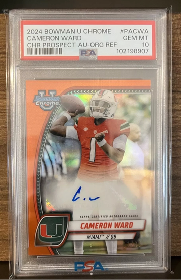 Cameron Ward 2024 Bowman Chrome U Orange Auto /25 Psa 10