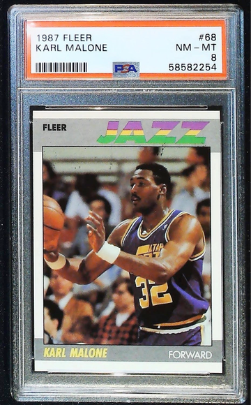 1987 KARL MALONE FLEER PSA 8 #68 2ND YEAR 
