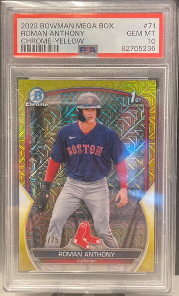 Roman Anthony 2023 Bowman Mega Box Chrome Yellow /75 #71 PSA 10