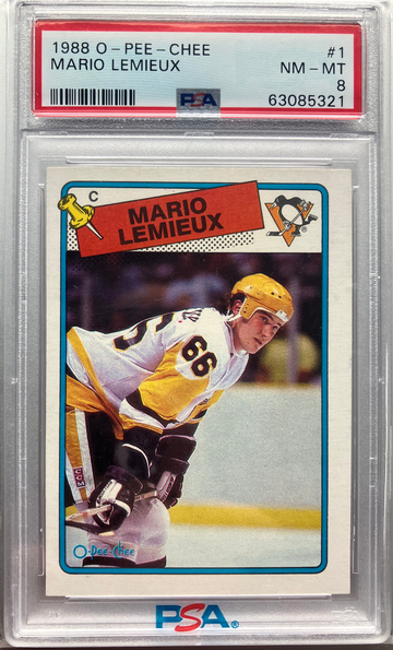 1988 O-Pee-Chee #1 Mario Lemieux PSA 8 HOF Pop 276