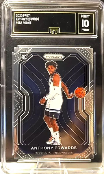 ANTHONY EDWARDS WOLVES NBA 2020 PANINI PRIZM BASE ROOKIE RC #258 GMA 10 GEM MINT