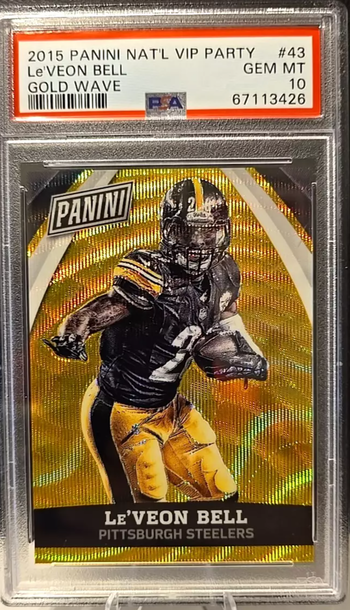 Le'Veon Bell - 2015 Panini GOLD WAVE PRIZM /15 - PSA 10 VIP PARTY