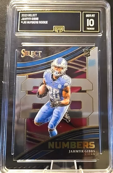 2023 SELECT JAHMYR GIBBS Lions Rookie Numbers RC GMA 10 GEM MINT 