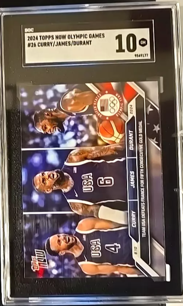 2024 Topps Now Olympic Games #26 LeBron James/Curry/Durant SGC 10 GEM