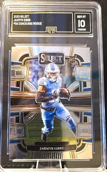 2023 PANINI SELECT 34 JAHMYR GIBBS CONCOURSE RC GEM MINT GMA 10