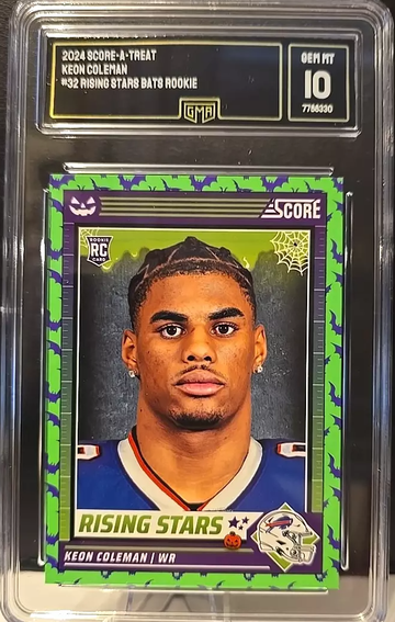  Keon Coleman 2024 Panini Score-A-Treat Rising Stars Bats #32 Rookie GMA 10 GEM