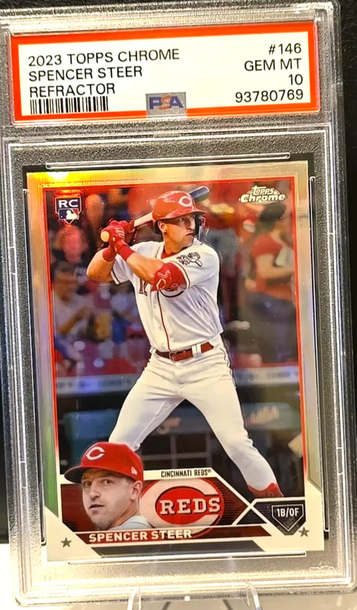 2023 Topps Chrome Refractor Spencer Steer PSA 10 Gem Mint #146 