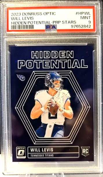 2023 Optic Will Levis Hidden Potential Purple Stars /25 Rookie RC PSA 9 Titans