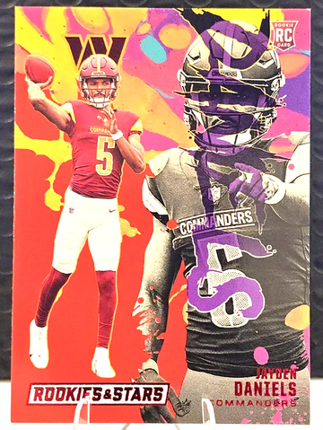2024 Rookies & Stars Jayden Daniels RC #RE-JDS Rookie Exclusive Red Foil