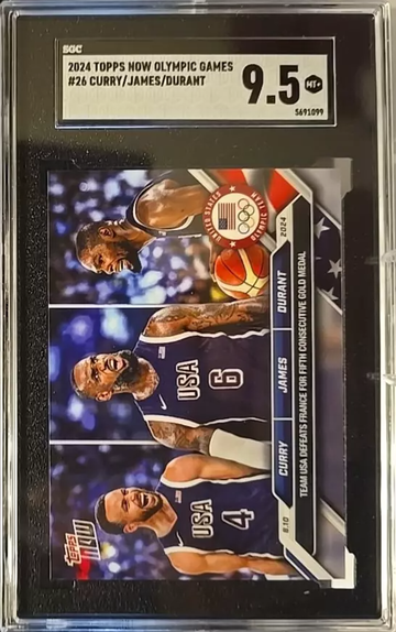 2024 Topps Now Olympics #26 Steph Curry LeBron James Durant SGC 9.5