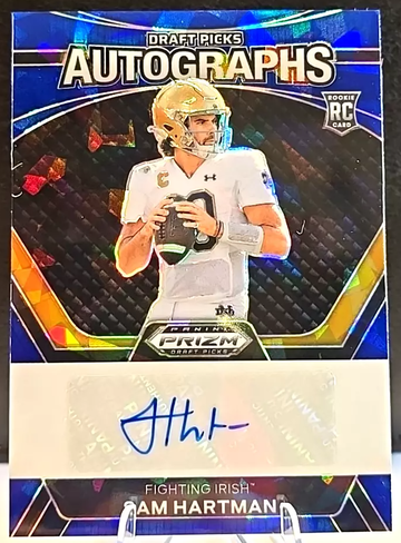 2024 Prizm Draft Picks Sam Hartman Auto Blue Ice /75