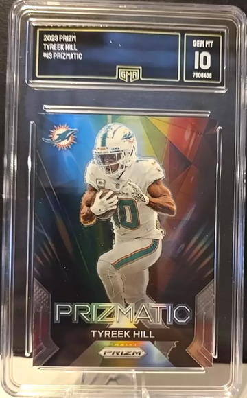 2023 Prizm Football Tyreek Hill Prismatic #13 Miami Dolphins Green GMA 10 GEM !