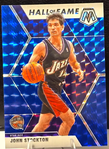 John Stockton Jazz 2019-20 Panini Mosaic Hall of Fame BLUE Prizm NUMBERED / 99 