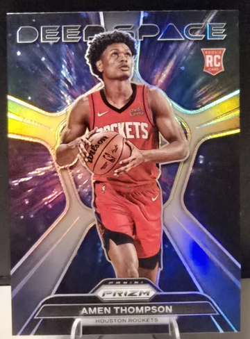 2023-24 NBA Prizm Deepspace AMEN THOMPSON TRUE SILVER! #150 Houston Rockets RC