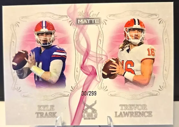 2021 Wild Card Matte Kyle Trask Trevor Lawrence Pink Smoke Dueling Guns /299