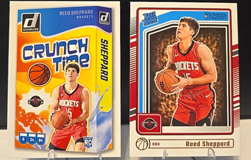 (2) Reed Sheppard 2024-25 Donruss- Rated Rookie & Crunch Time Rockets