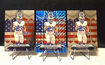 (3) 2024 Mosaic Football KYREN WILLIAMS #258 National Pride Cards Blue Prizm!
