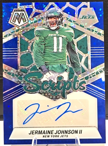 Jermaine Johnson II 2024 Mosiac Scripts No Huddle Blue Prizm Auto