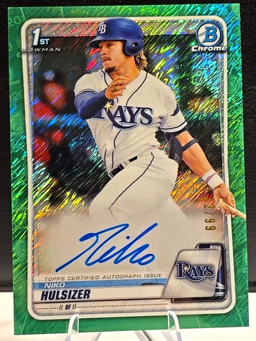 2020 BOWMAN CHROME BASEBALL NIKO HULSIZER 1ST GREEN SHIMMER REFRACTOR AUTO 32/99