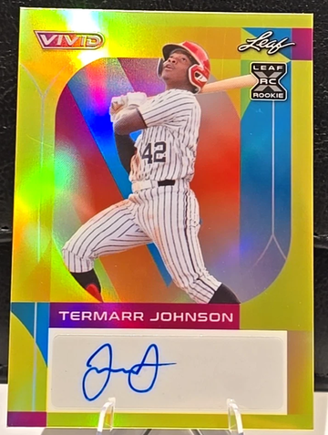 2022 Leaf Vivid Termarr Johnson Pirates Rookie Auto Yellow /50! 