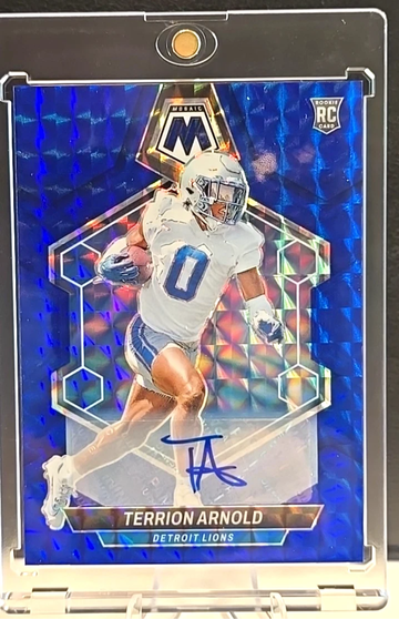 2024 Panini Mosaic  Terrion Arnold  Rookie Auto  #/99  Blue Prizm  Lions RC #324