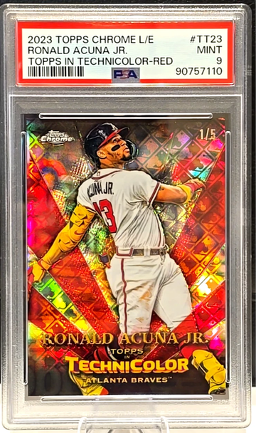 2023 Topps Chrome Technicolor Ronald Acuna Jr. RED LOGOFRACTOR 1/5 PSA 9 Braves POP 1 FIRST PRINT