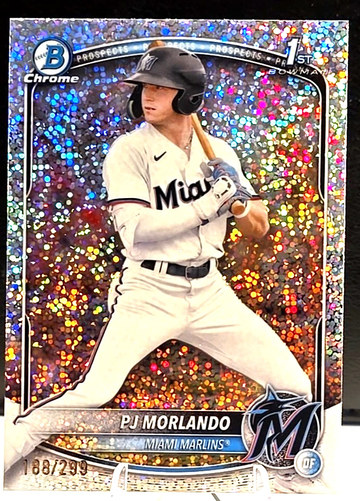 2025 1st Bowman Chrome PJ Morlando Speckle Refractor /299 Marlins SP 