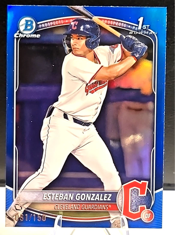 2025 Bowman Esteban Gonzalez 1st Bowman Chrome Blue Refractor 081 /150 Guardians