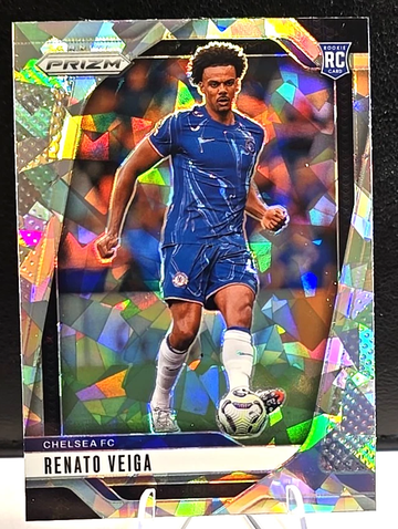 2024-25 Panini Prizm Premier League Chelsea RC Renato Veiga Cracked Ice Prizm