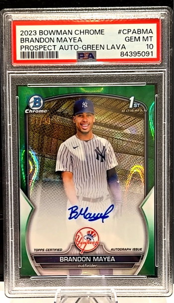 Brandon Mayea 2023 Bowman 1st Chrome Auto Green Lava /99 PSA 10 GEM MINT Yankees