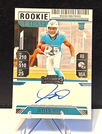 2024 Contenders  Jaylen Wright  RC  On Card Auto  Miami Dolphins  Rookie 