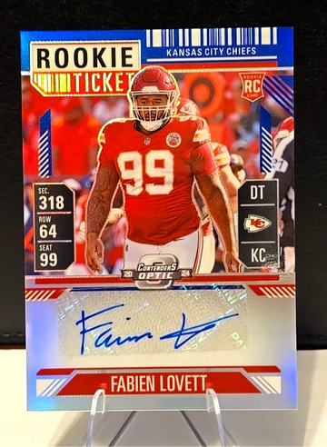2024 Contenders Optic FOTL  Fabien Lovett  Rookie Ticket  Auto  Blue  /75  Chiefs