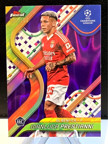 2024-25 Topps Finest UEFA  Gianluca Prestianni  Rookie  Purple Lava /199  SL Benfica