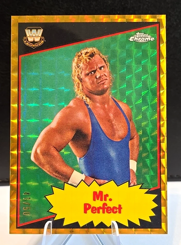 2025 Topps Chrome WWE  Mr. Perfect  1985 Legends  Gold Geometric Refractor  /50 SSP 