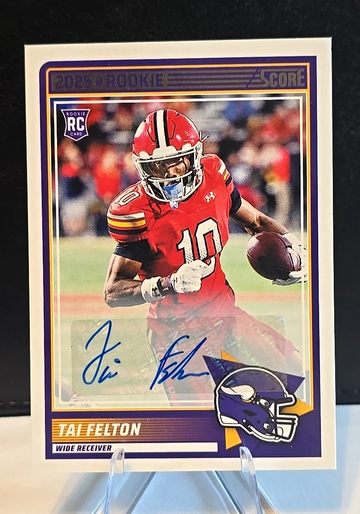 Tai Felton  2025 Score Football  Auto  RC  Vikings Maryland  SP  Autograph Rookie
