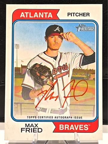 Max Fried  2023 Topps Heritage  Real One  Red Ink  /74  Auto On Card  Yankees Braves 
