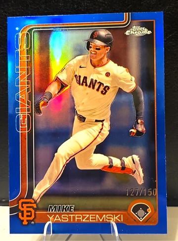 2025 Topps Chrome  Mike Yastrzemski  Blue Refractor /150  Giants SSP 