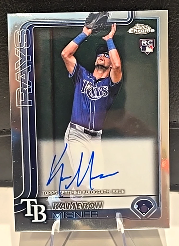 2025 Topps Chrome Kameron Misner on card Auto RC Tampa Bay Rays