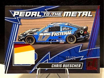 CHRIS BUESCHER  2025 Donruss  Pedal to Metal  Race Used Sheet Metal  /99 Red  3 Color