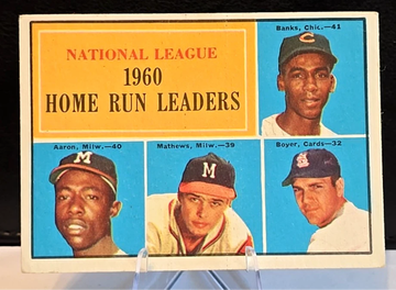 1961 Topps #43  NL Home Run Leaders  (Banks / Aaron / Mathews / Boyer)