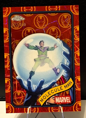 2025 Topps Chrome Marvel  MOLECULE MAN  Iron Man Red & Gold Lazer  /100!  RARE!