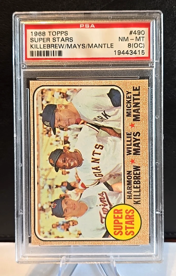 1968 Topps  Killebrew Mays Mantle  #490  Super Stars  PSA 8 (OC)