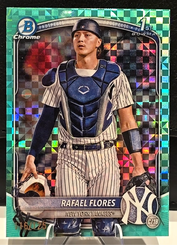 2025 1st Bowman Chrome Rafael Flores  Aqua X-Fractor  /125  Yankees