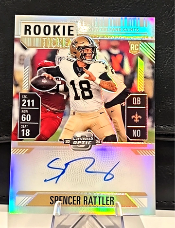 2024 Contenders Optic  Spencer Rattler  SILVER HOLO  Rookie Ticket Auto  Saints
