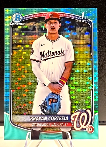 2025 1st Bowman Chrome  Brayan Cortesia  Aqua Pulsar Refractor  /125  Nationals