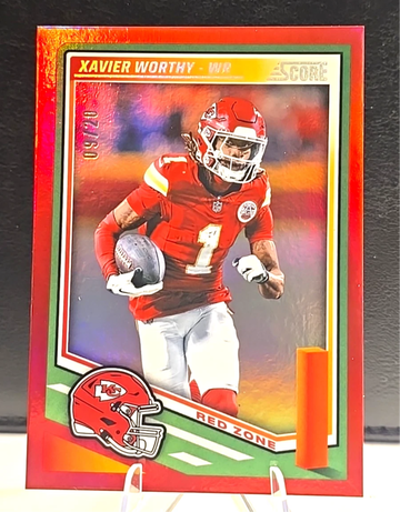 2025 Panini Score Football  Xavier Worthy  Red Zone  /20  SSP Color Match  Chiefs 