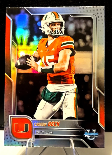 2025 Bowman Chrome U  Refractor  CARSON BECK #138  Miami Hurricanes