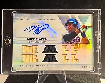 MIKE PIAZZA  2015 TOPPS TRIPLE THREADS  GAME USED BAT/JERSEY  AUTO  /18  Mets 