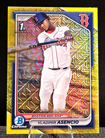 2024 Bowman Chrome Mega  Vladimir Asencio  1st Bowman  Yellow Mojo /75  Red Sox