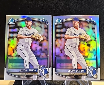 (2) 2025 Bowman Draft Chrome 1st  Justin Lamkin  Refractor  Royals 
